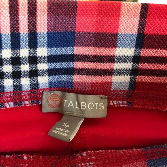 T by TALBOTS size S Stretch Red & Blue Plaid Pull-On Skort Skirt Built In Shorts - Picture 5 of 5